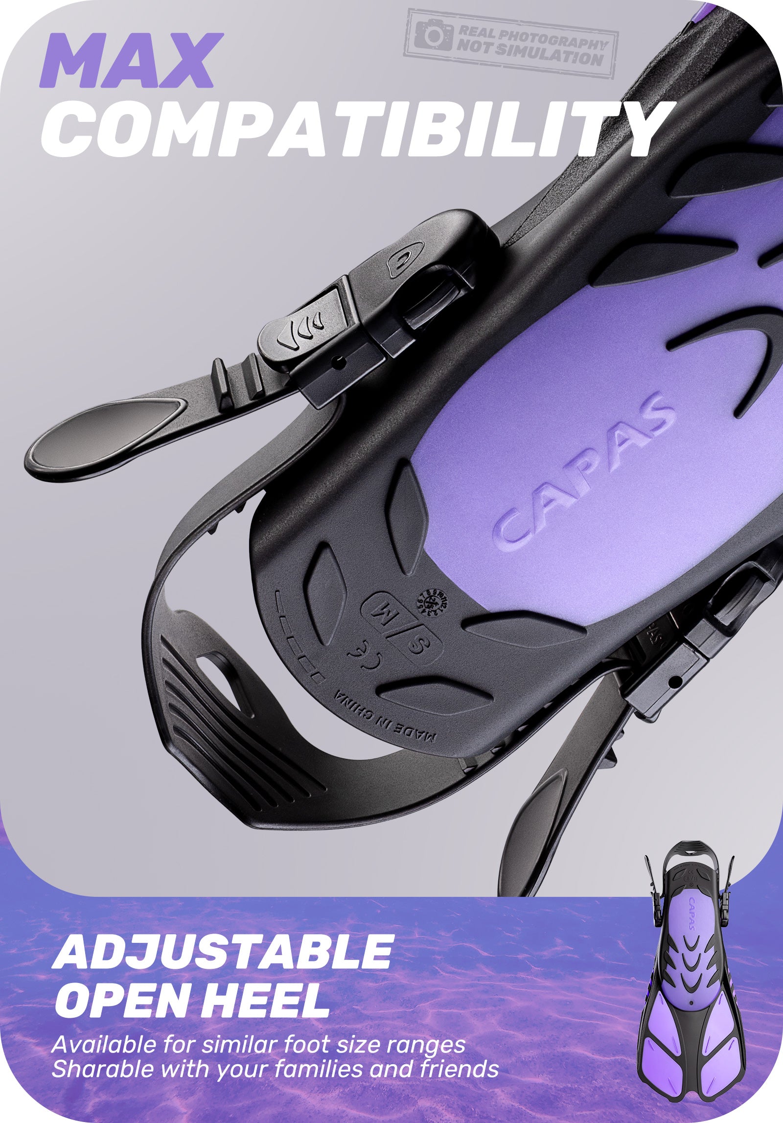 CAPAS Swim Fins for Snokeling, purple
