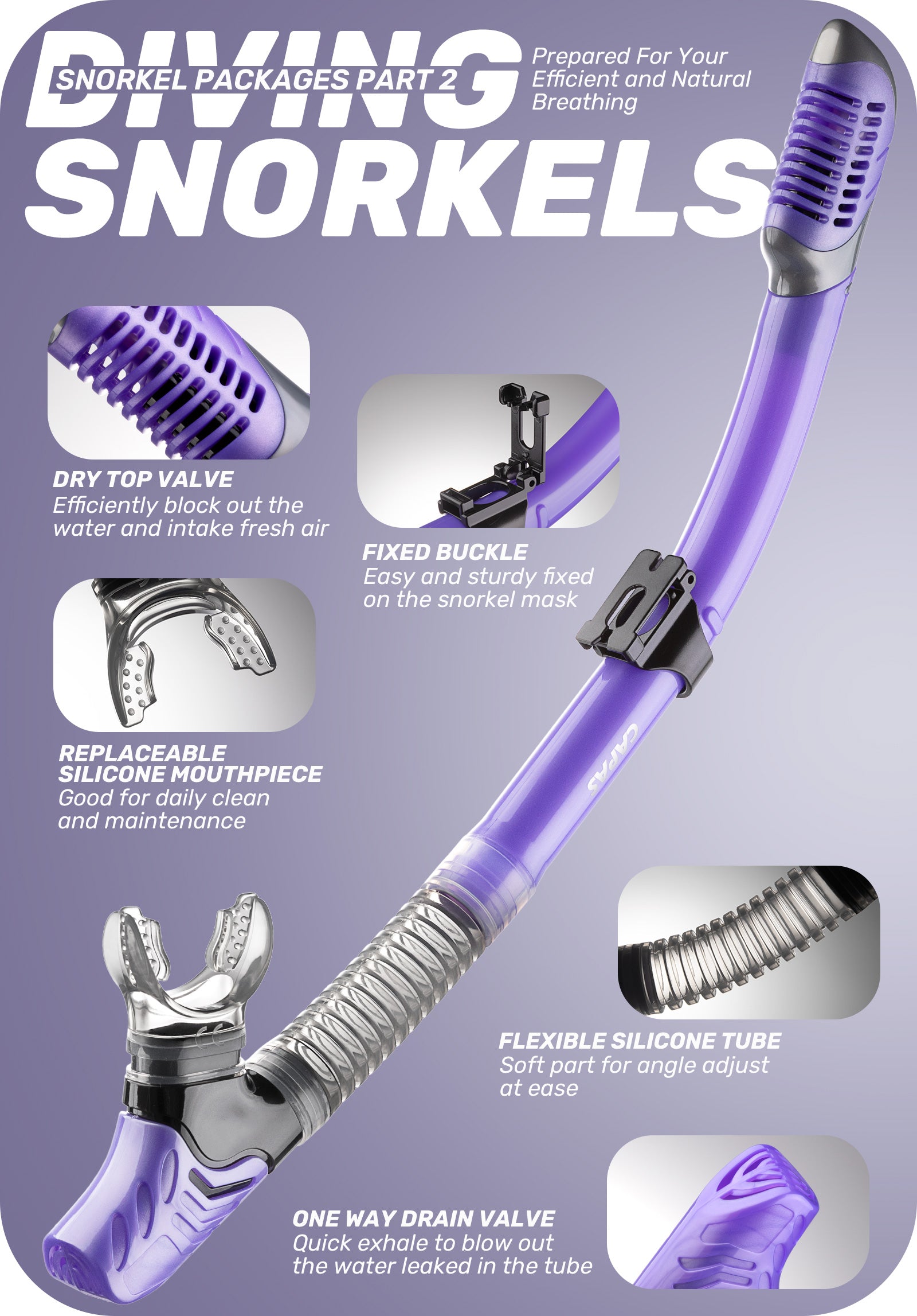 CAPAS Snorkel Set, purple