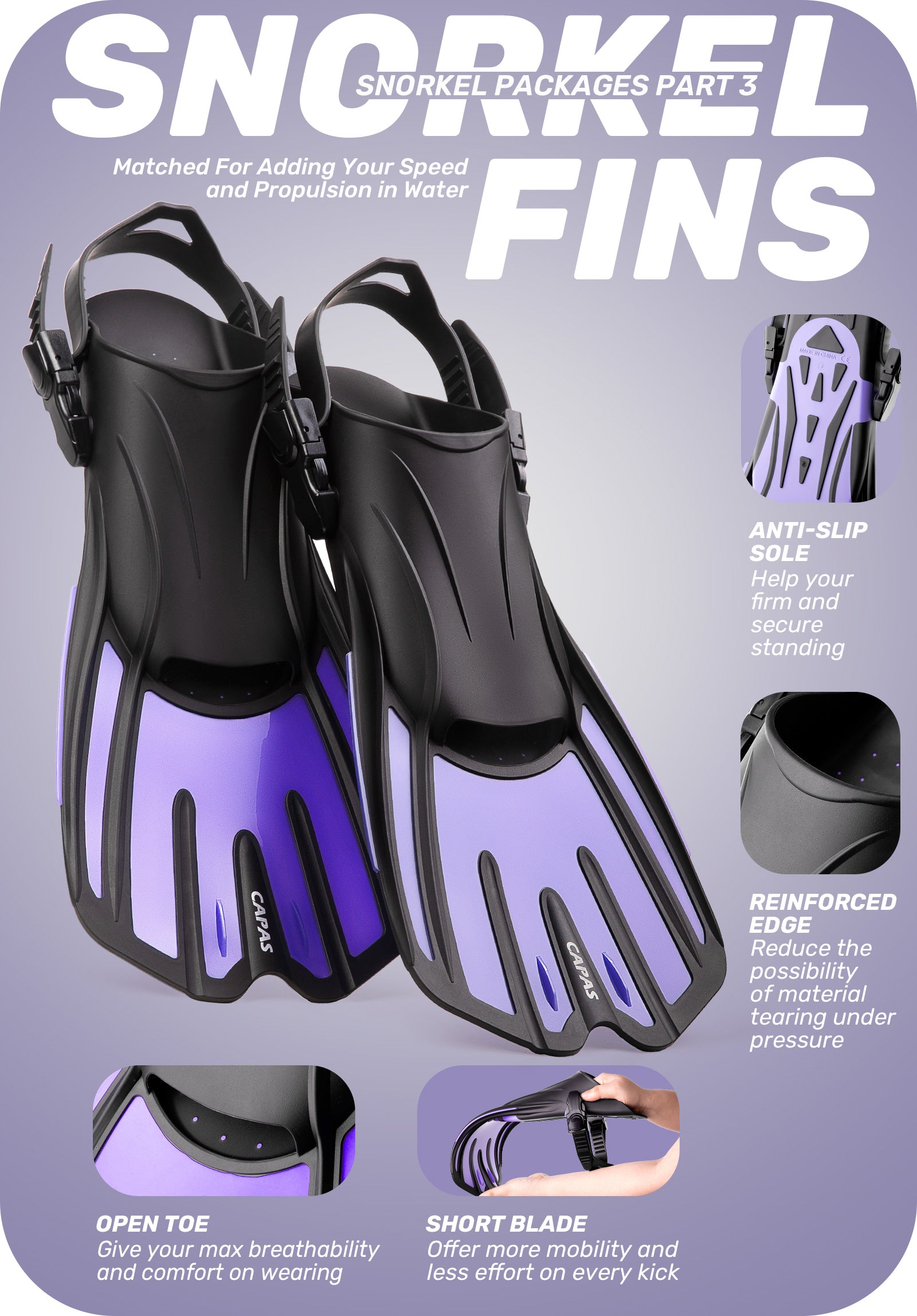 CAPAS Snorkel Set, purple