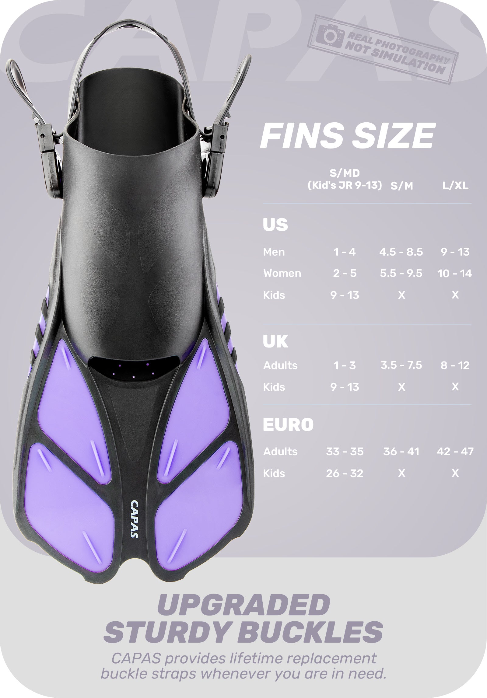 CAPAS Swim Fins for Snokeling, purple