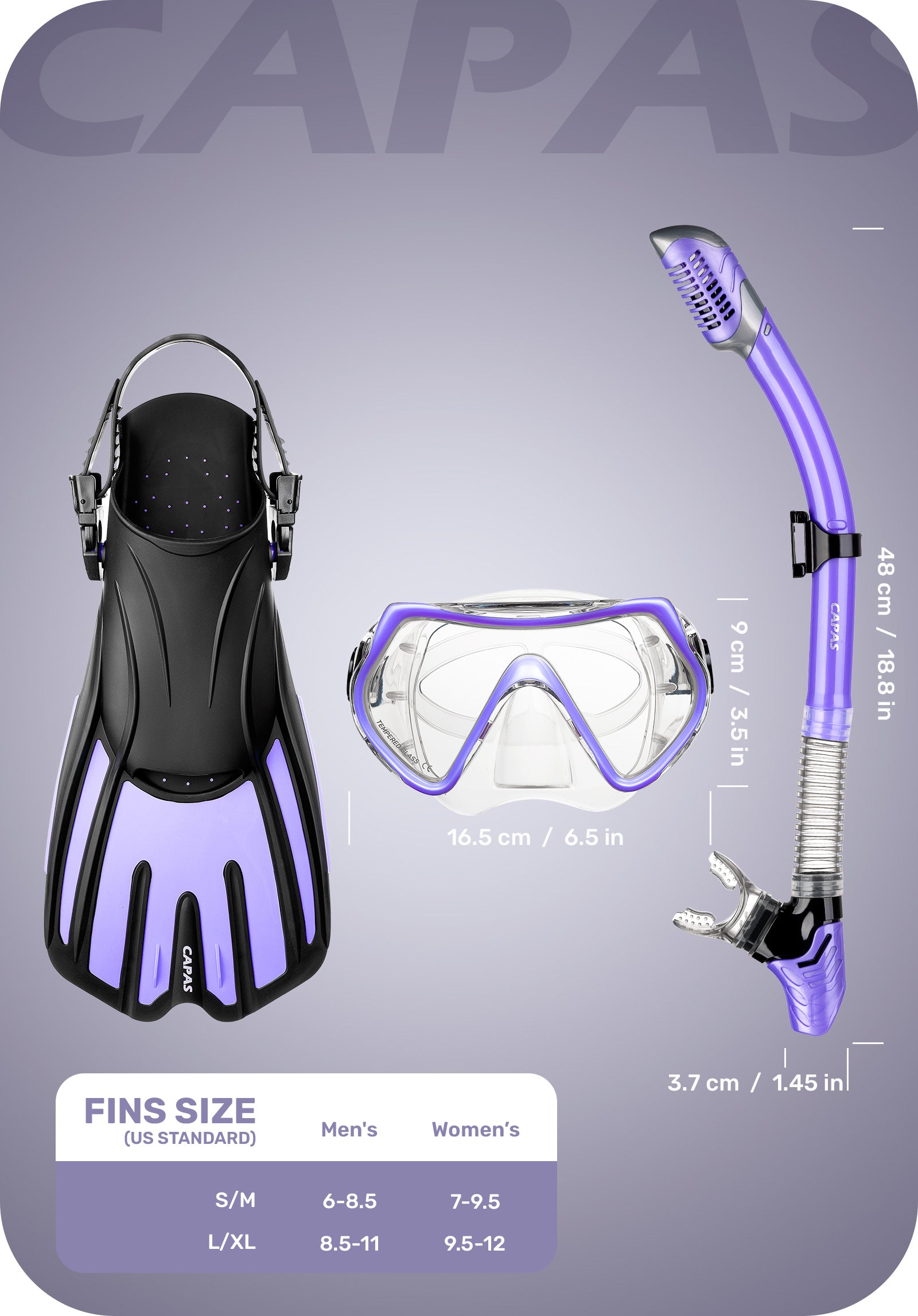 CAPAS Snorkel Set, purple