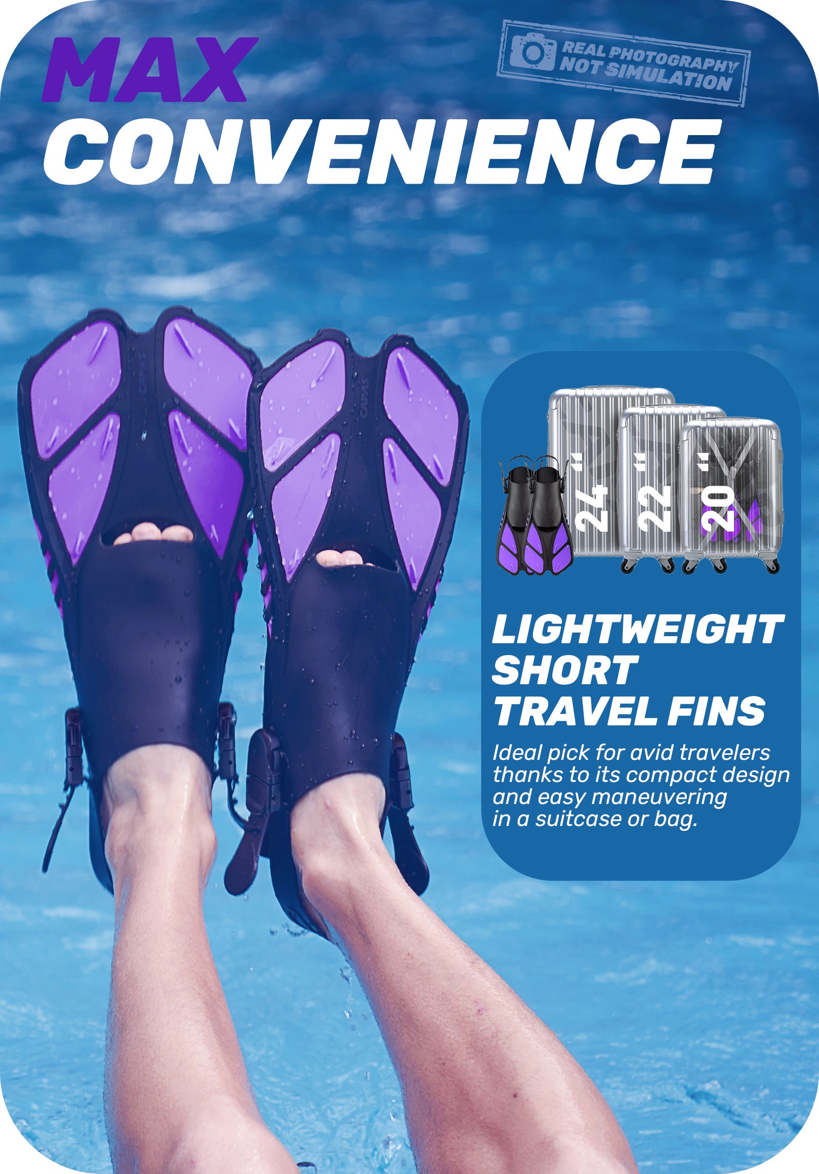 CAPAS Swim Fins for Snokeling, purple