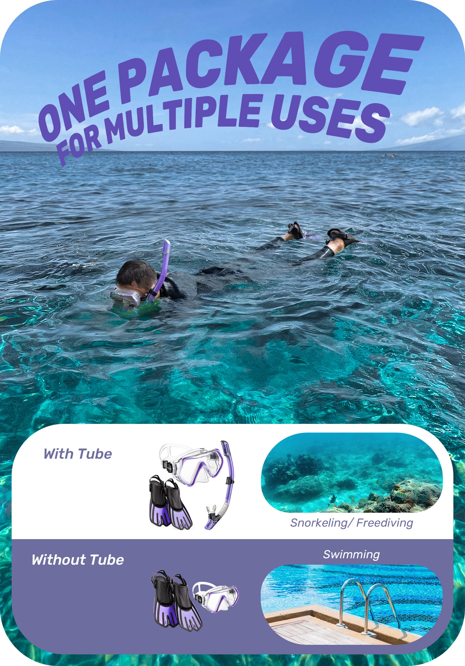 CAPAS Snorkel Set, purple
