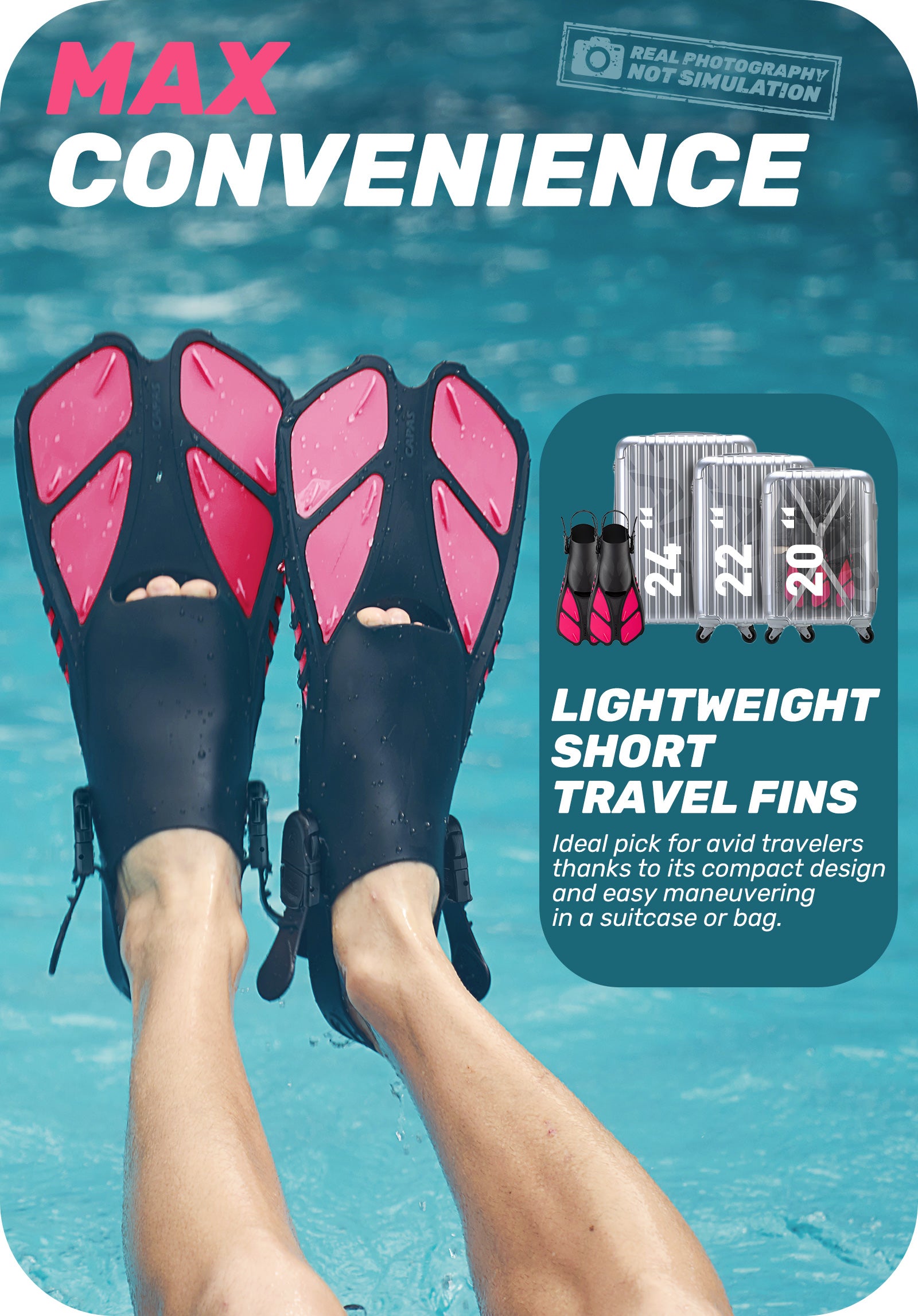 CAPAS Swim Fins for Snokeling, warm pink