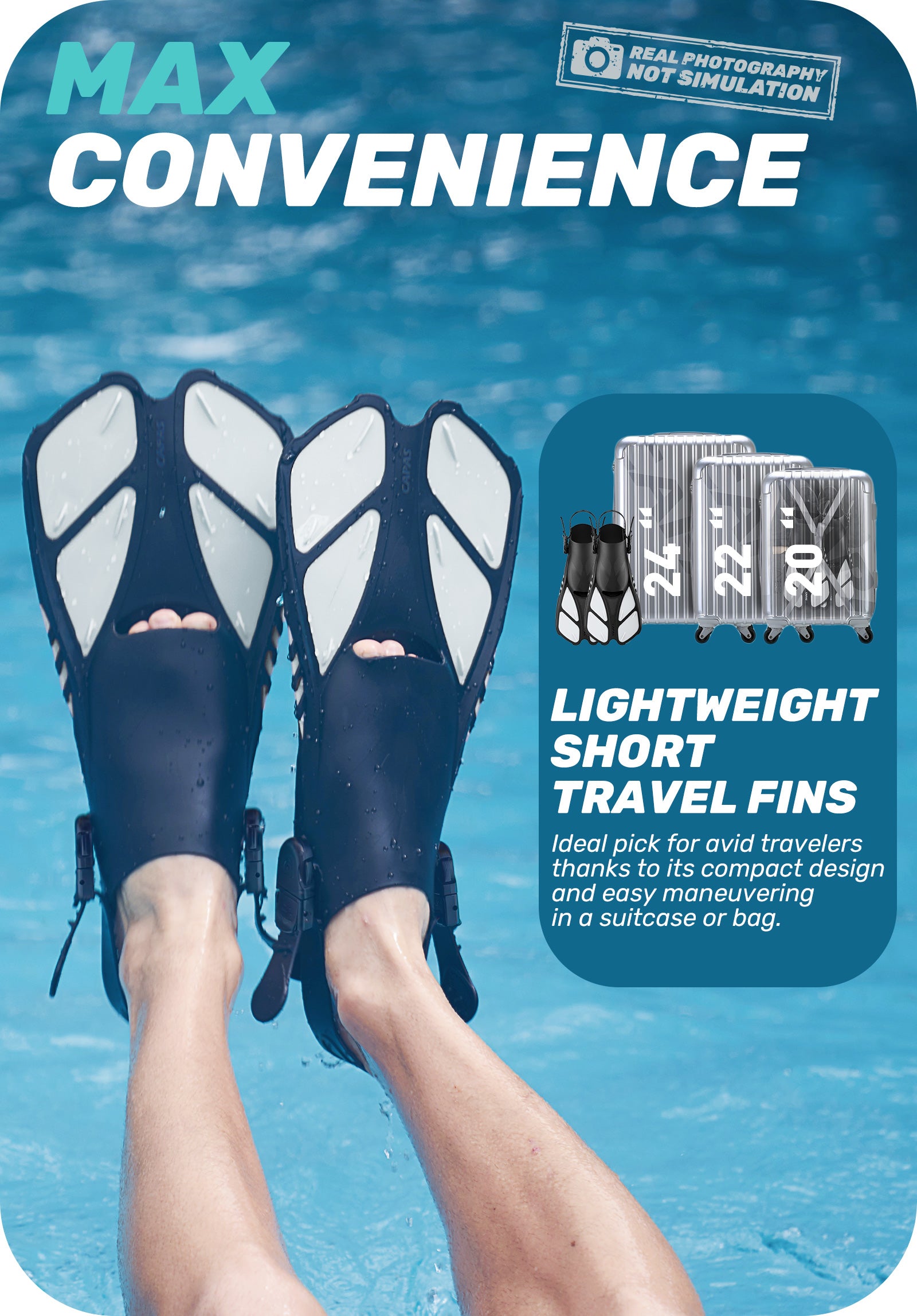 CAPAS Swim Fins for Snokeling, white