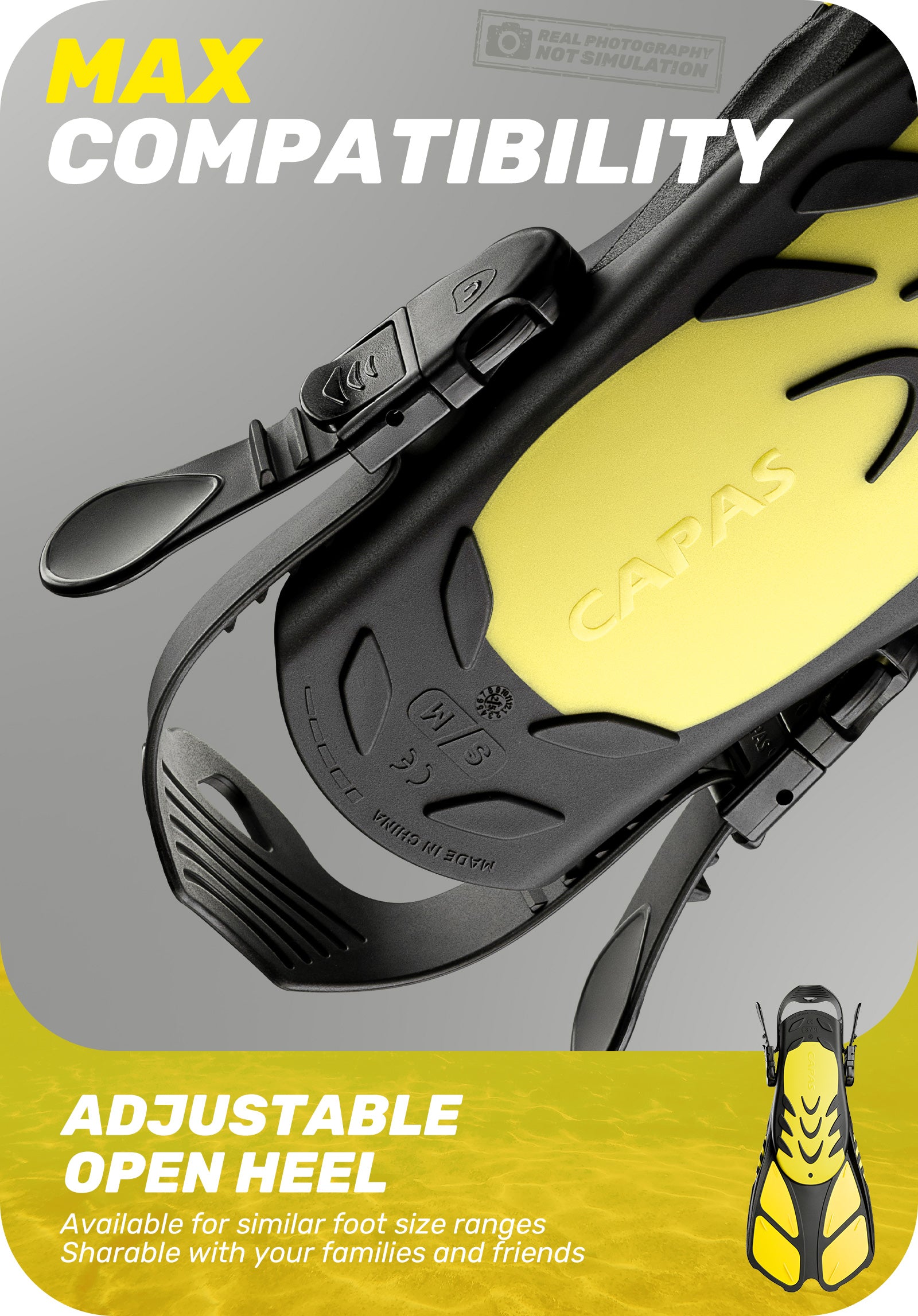 CAPAS Swim Fins for Snokeling, yellow