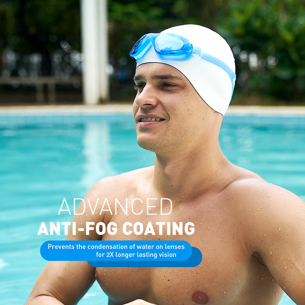 Swim Goggles Adult, Blue With Blue Lens