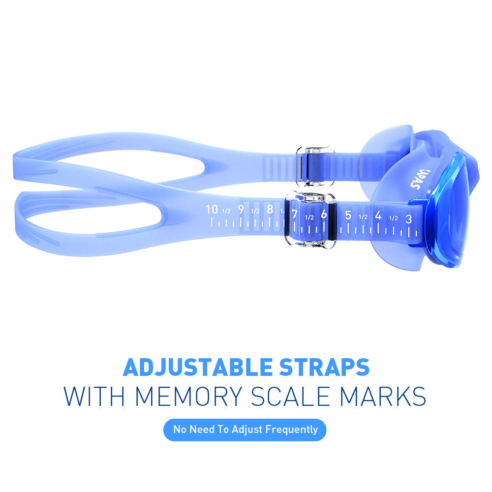 Swim Goggles Adult, Blue With Blue Lens