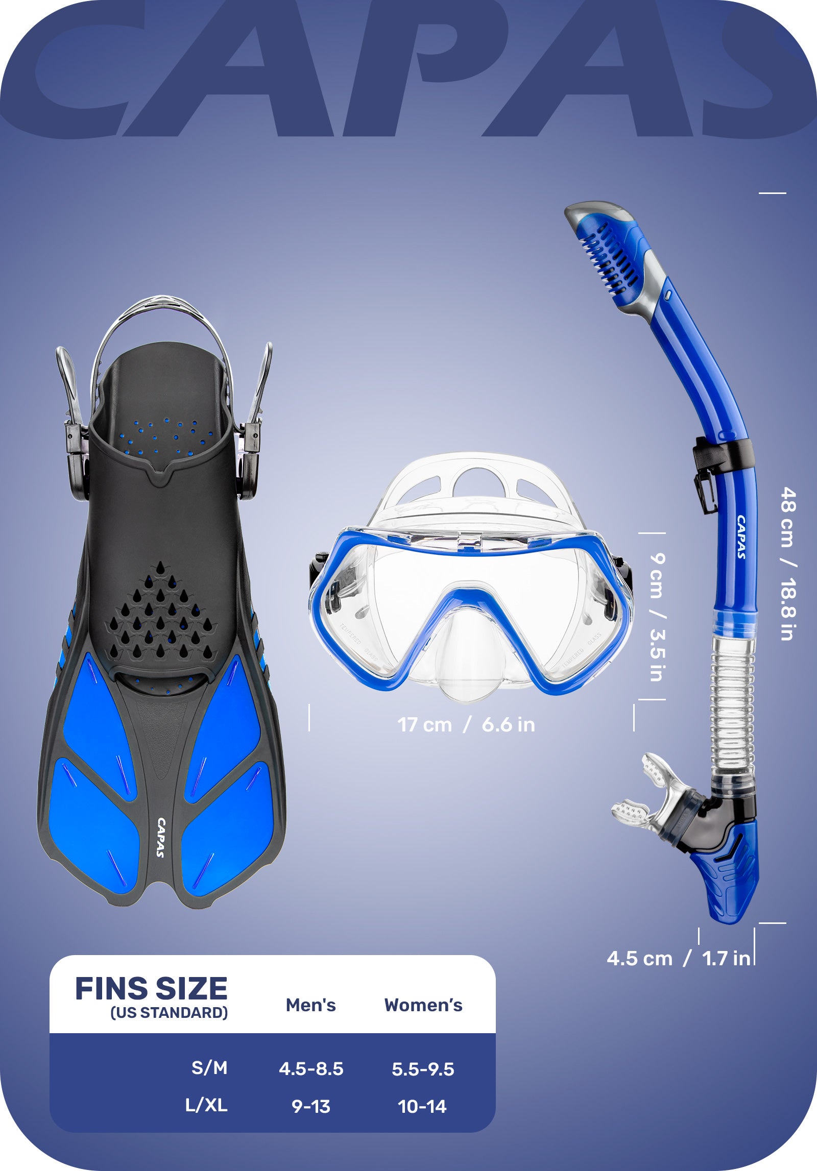 CAPAS Snorkel Set Blue