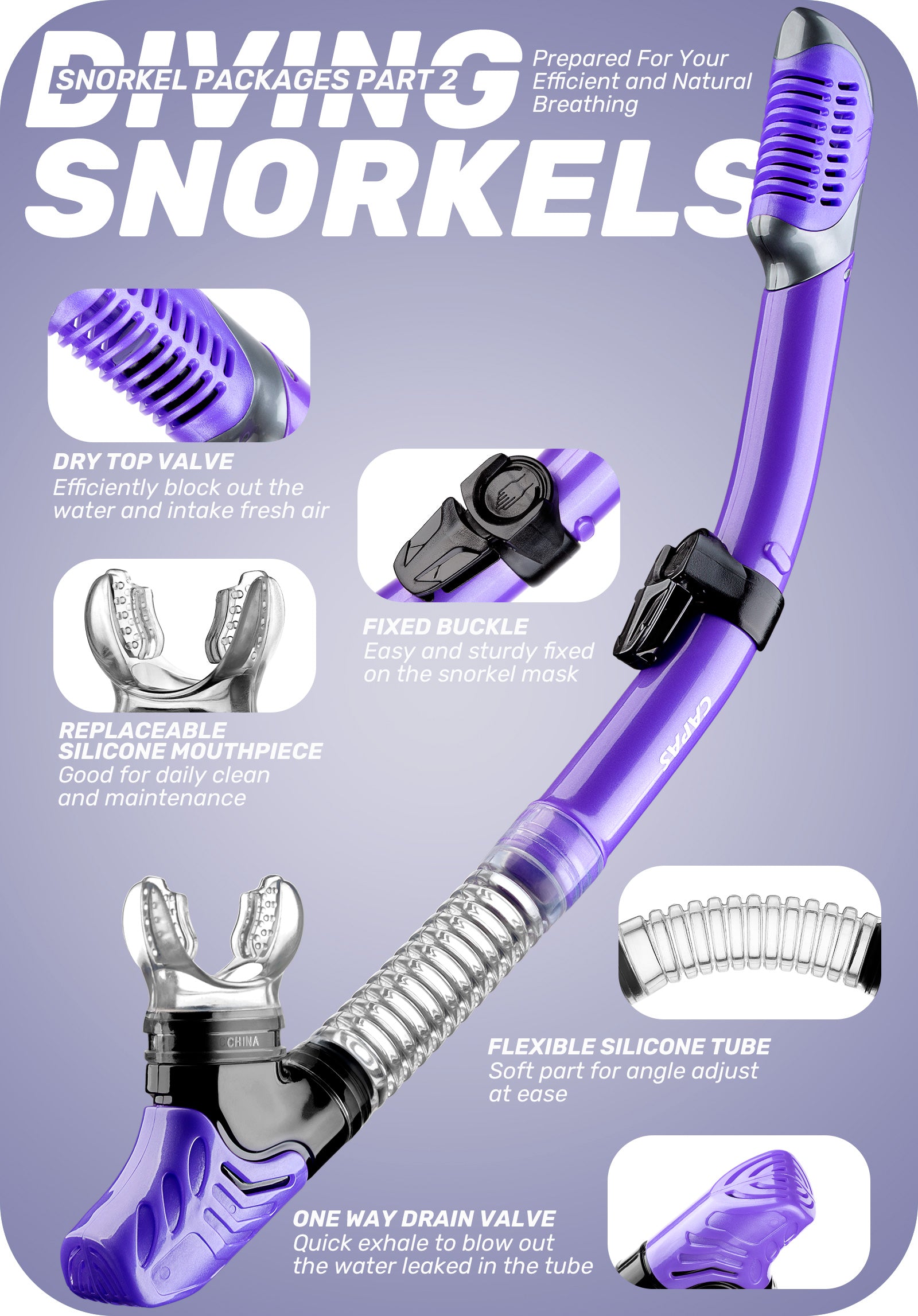 CAPAS Snorkel Set Purple