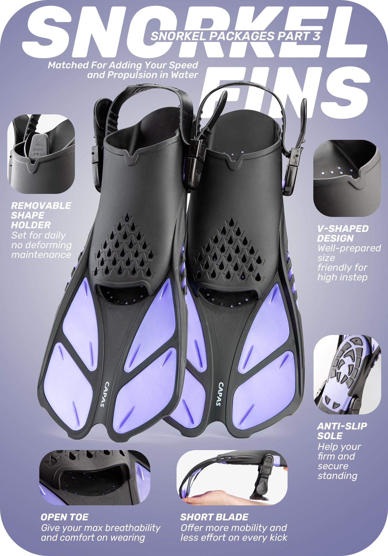 CAPAS Snorkel Set Purple