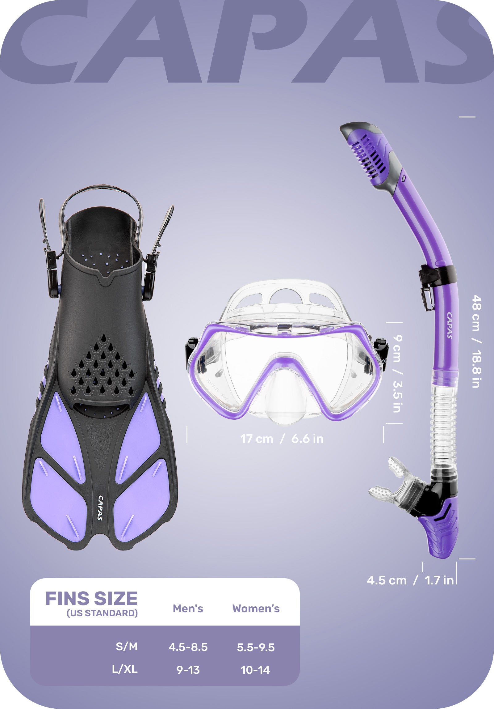 CAPAS Snorkel Set Purple