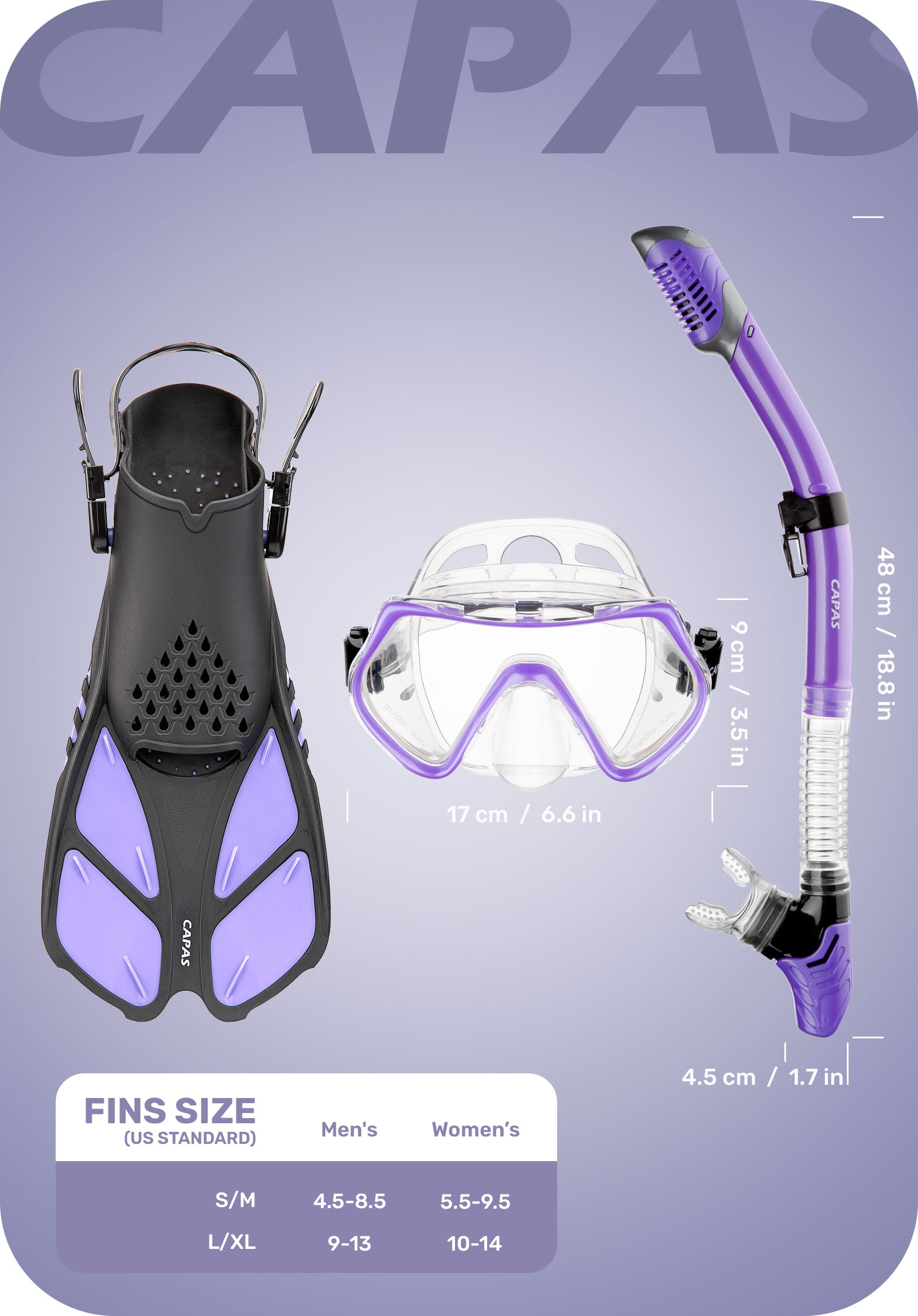 CAPAS Snorkel Set Purple