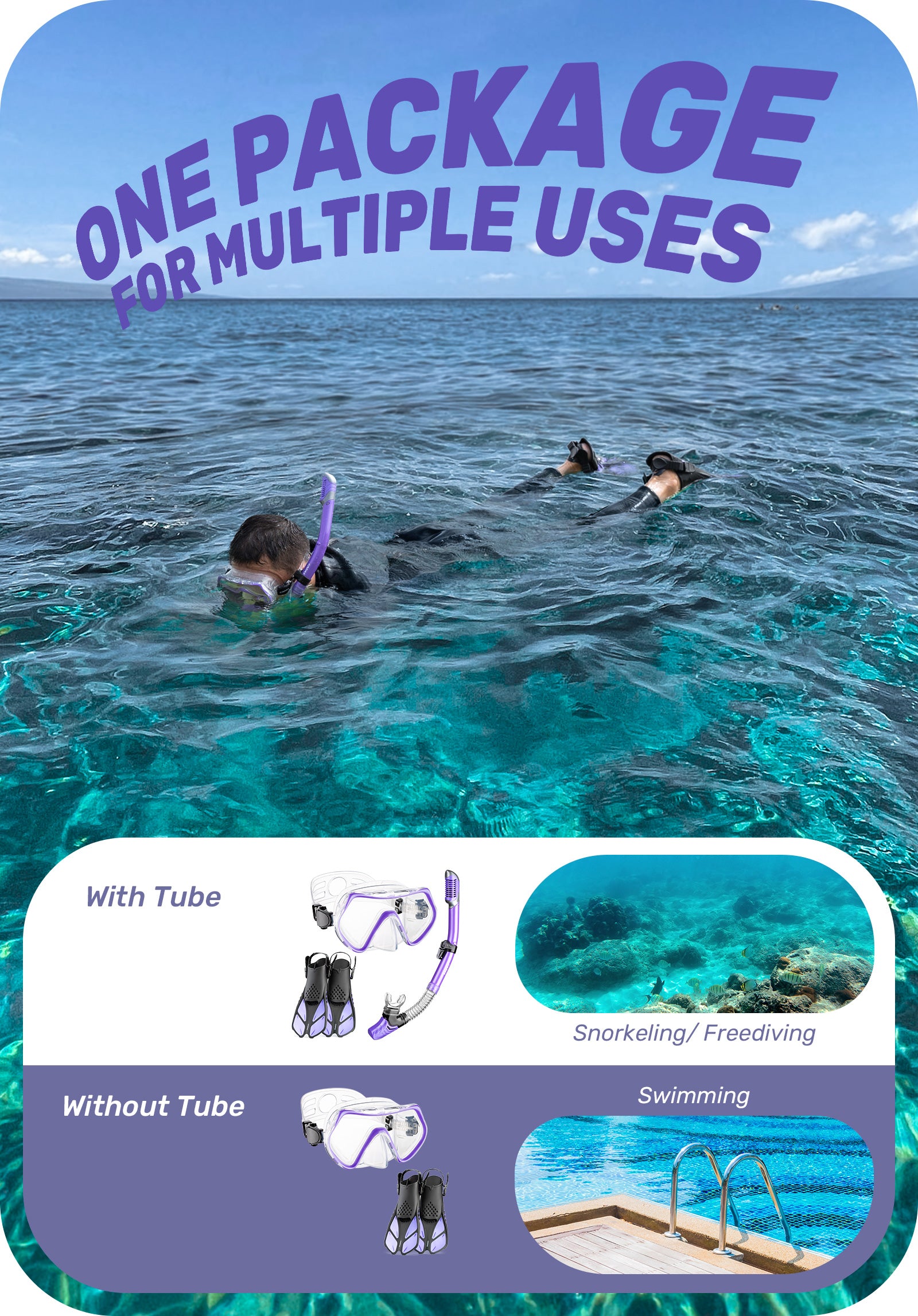 CAPAS Snorkel Set Purple