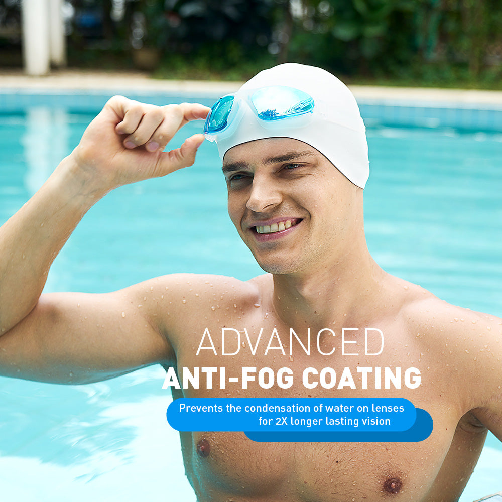 Swim Goggles Adult, Transparent With Mirror Green Gold Lens